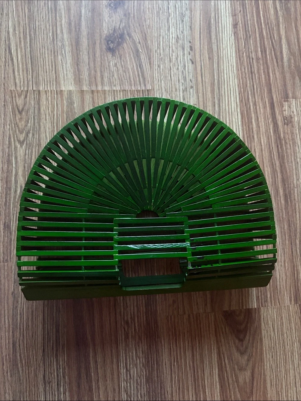 Green Semi-Circle Bamboo-Style Handbag
